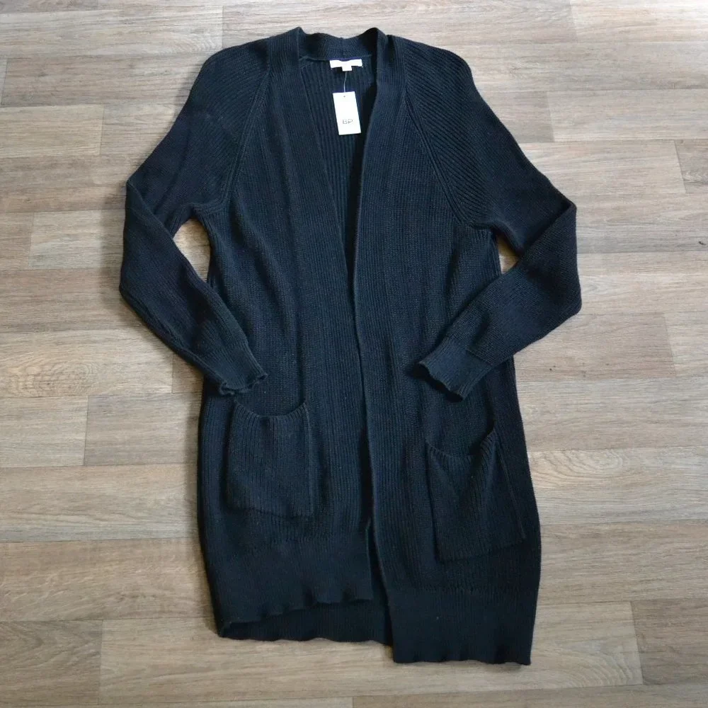 NWT BP. Longline Black Knit Open Knit Cardigan Sweater Size Small - Picture 3 of 6
